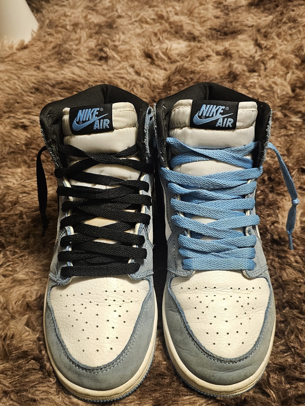 Nike Air High-Top Sneakers in White and Light Blue